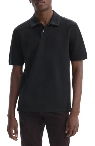 Theory Delroy Double Pique Regular Fit Polo Shirt In Black