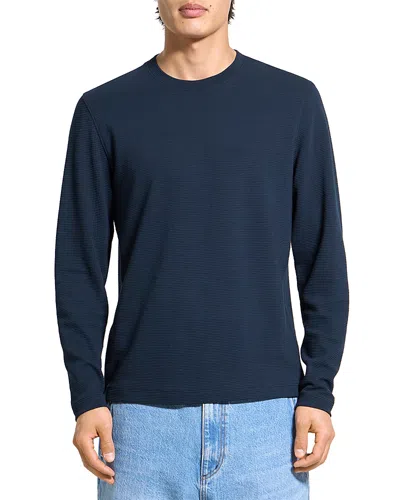 Theory Delroy In Studio T Jacquard Relaxed Fit Long Sleeve Tee In Blue