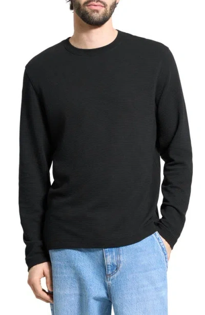 Theory Delroy Textured Long Sleeve T-shirt In Black