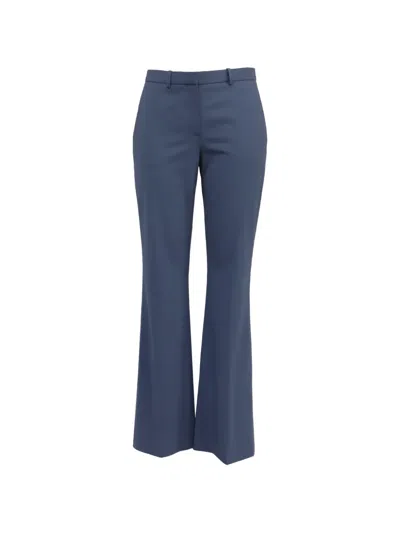 Pre-owned Theory Demetria Flared Trousers In Blue