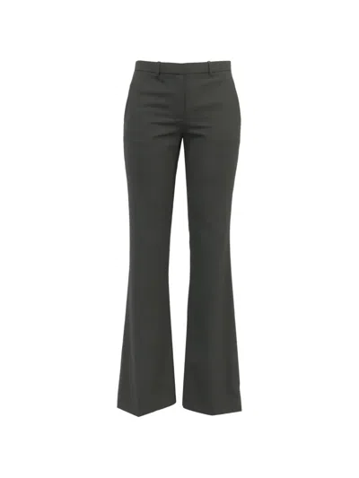 Pre-owned Theory Demetria Flared Trousers In Green
