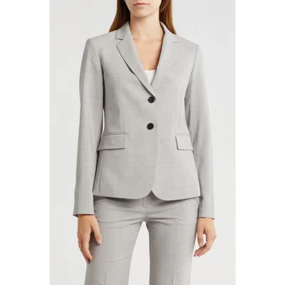 Theory Demitria Classic Stretch Wool Pants In Light Grey Melange