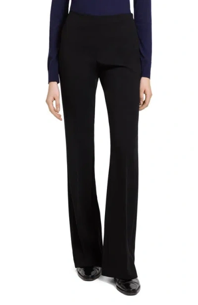 Theory Demitria Essential Crepe Flare Leg Pants In Black