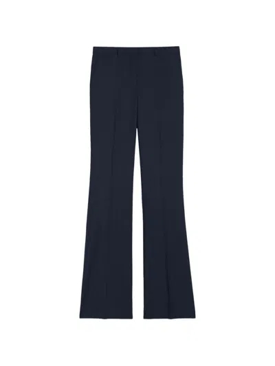 Theory Demitria Wool Flared Trousers In Blue