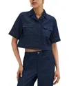 Theory Boxy Short-sleeve Jacket In Denim
