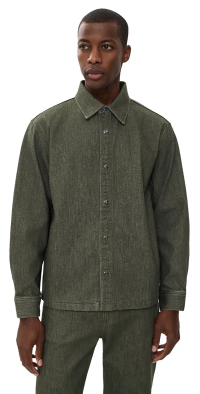 Theory Denim Button Down Shirt Army In Green