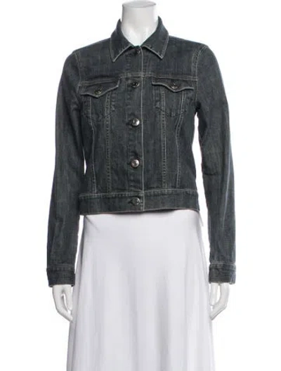 Pre-owned Theory Denim Jacket In Gray
