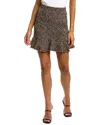 Theory Diagonal Mini Skirt In Wool-blend Tweed In Green