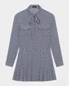 Theory Square Print Mini Dress In Sapphire Multi