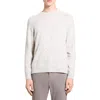 Theory Dinin Long Sleeve Crewneck Flecked Knit Sweater In White Multi