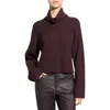 Theory Directional Rib Cowl Neck Merino Wool Sweater In Purple