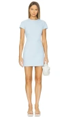 Theory Dolman-sleeve Tweed Canvas Mini Dress In Skylight