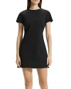 Theory Dolman-sleeve Tweed Canvas Mini Dress In Black