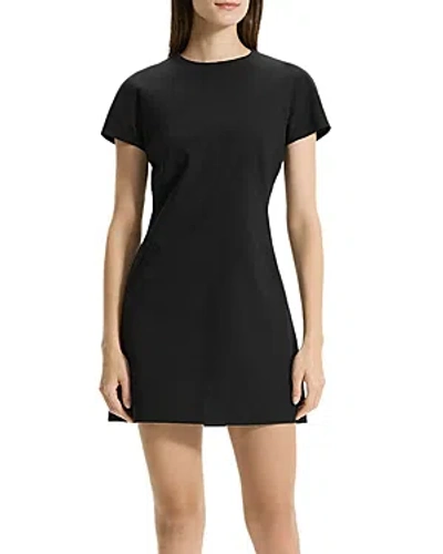Theory Dolman-sleeve Tweed Canvas Mini Dress In Black