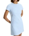 Theory Dolman-sleeve Tweed Canvas Mini Dress In Skylight