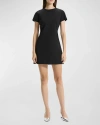 Theory Dolman-sleeve Tweed Canvas Mini Dress In Black