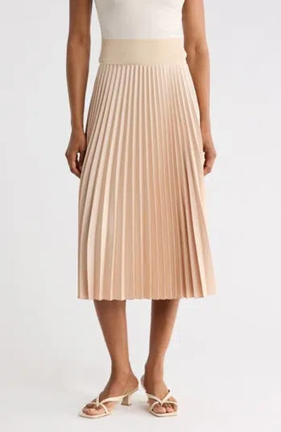 Theory Dorothea Ribbed Pleated A-line Skirt In Pink