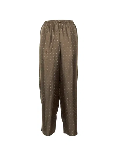 Pre-owned Theory Dot-print Wide-leg Trousers In Brown