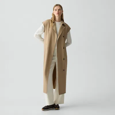 Theory Double-breasted Belt Dress In Wool-blend Flannel In Multi