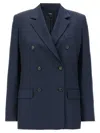 Theory Double Breasted Viscose Jacket In Blue