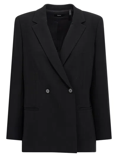 Theory Double-breasted Blazer Blazer And Suits In Black