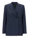Theory Double Breasted Viscose Jacket In Blue