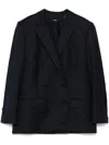 Theory Double-breasted Blazer In Blue