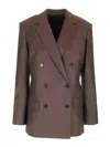 Theory Hickory Double Breasted Blazer In Brown