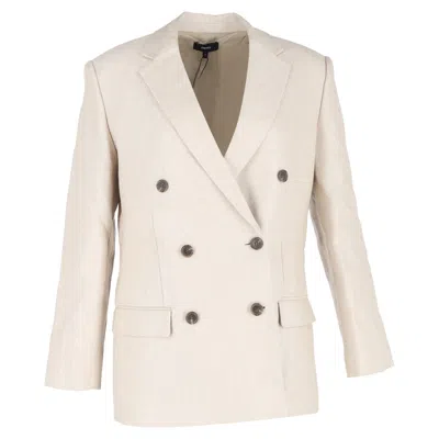 THEORY DOUBLE-BREASTED BLAZER IN BEIGE LINEN