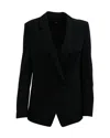 Theory Double-breasted Blazer In Black Wool In Black