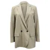 Theory Double-breasted Blazer In Green Wool