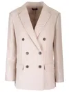 Theory Off-white Double-breasted Jacket With Notched Revers In Viscose Woman In Beige