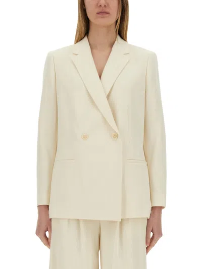 Theory Double-breasted Blazer In Neutral
