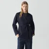 Theory Double-breasted Cardigan Jacket In Double-face Wool-cashmere In Blue