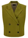 Theory Double-breasted Vest In City Twill In Green