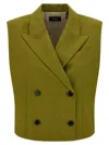 Theory Double-breasted Vest In City Twill In Green