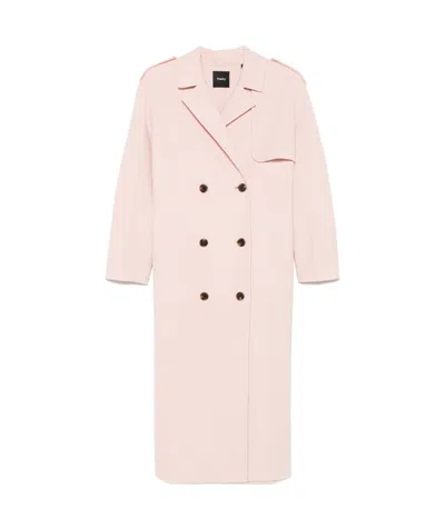 Theory Double-breasted Coat In Pink