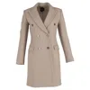 Theory Double-breasted Coat In Beige Wool