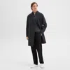 Theory Double-breasted Coat In Double-face Wool-cashmere In Dark Charcoal Melange