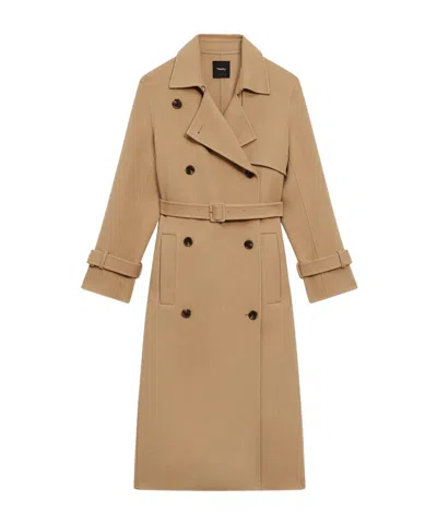 Theory Double-breasted Coat In Nude
