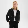 Theory Double-breasted Crop Trench In Admiral Crepe In Black