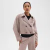 Theory Double-breasted Crop Trench In Admiral Crepe In Cinder