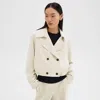 Theory Double-breasted Crop Trench In Admiral Crepe In Rice
