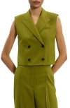 Theory Double-breasted Vest In City Twill In Green