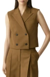 Theory Double Breasted Crop Vest In Brown