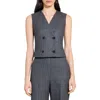 Theory Double Breasted Marled Wool Vest In Gray