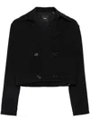 Theory Cropped Double-breasted Trench Coat In Black  