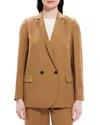 Theory Double-breasted Linen-blend Blazer In Brown