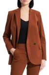 Theory Double-breasted Boyfriend Jacket In Cognac
