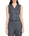 Theory Double Breasted Marled Wool Vest In Gray